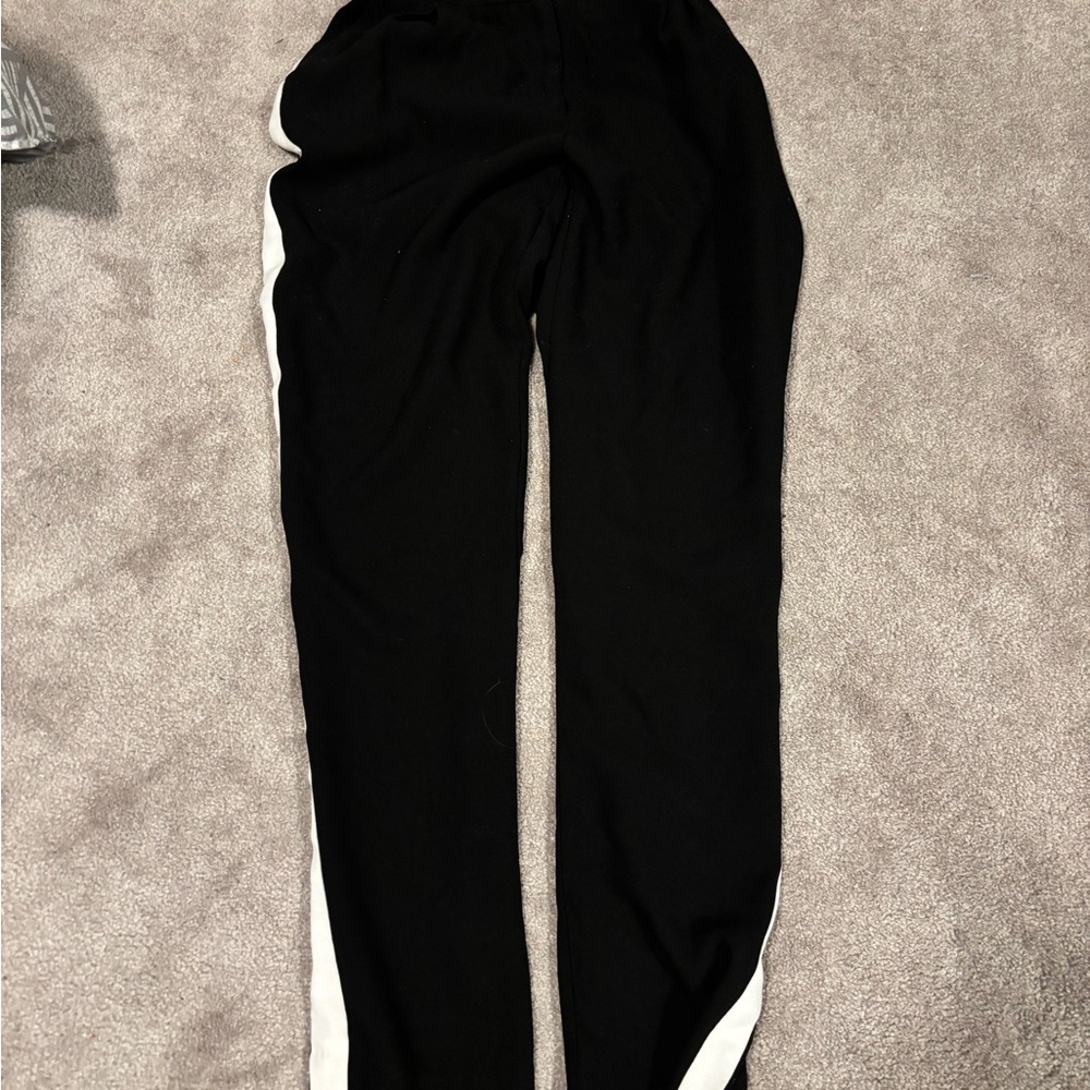 Cynthia Rowley Black and White Joggers with Diagonal Detail